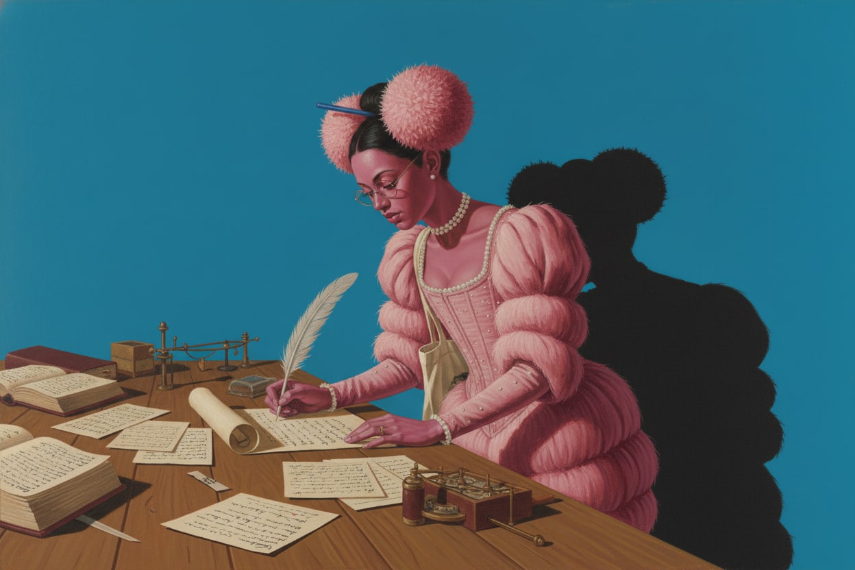 Apolline l'Apprentie prend des notes, illustration botticelli pop de la Cour de Louis 26