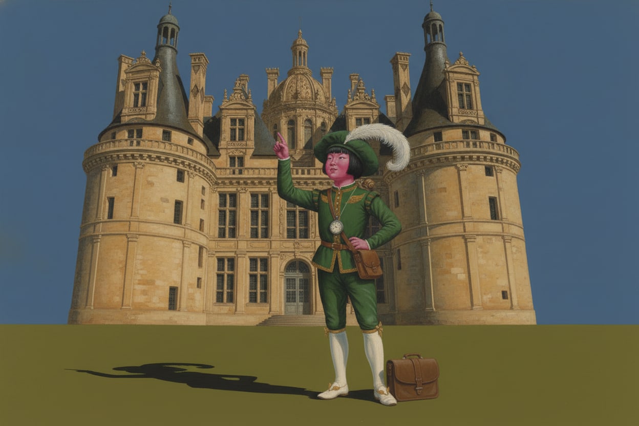 Le Petit Page admire un château de la Loire, illustration botticelli pop de la Cour de Louis 26